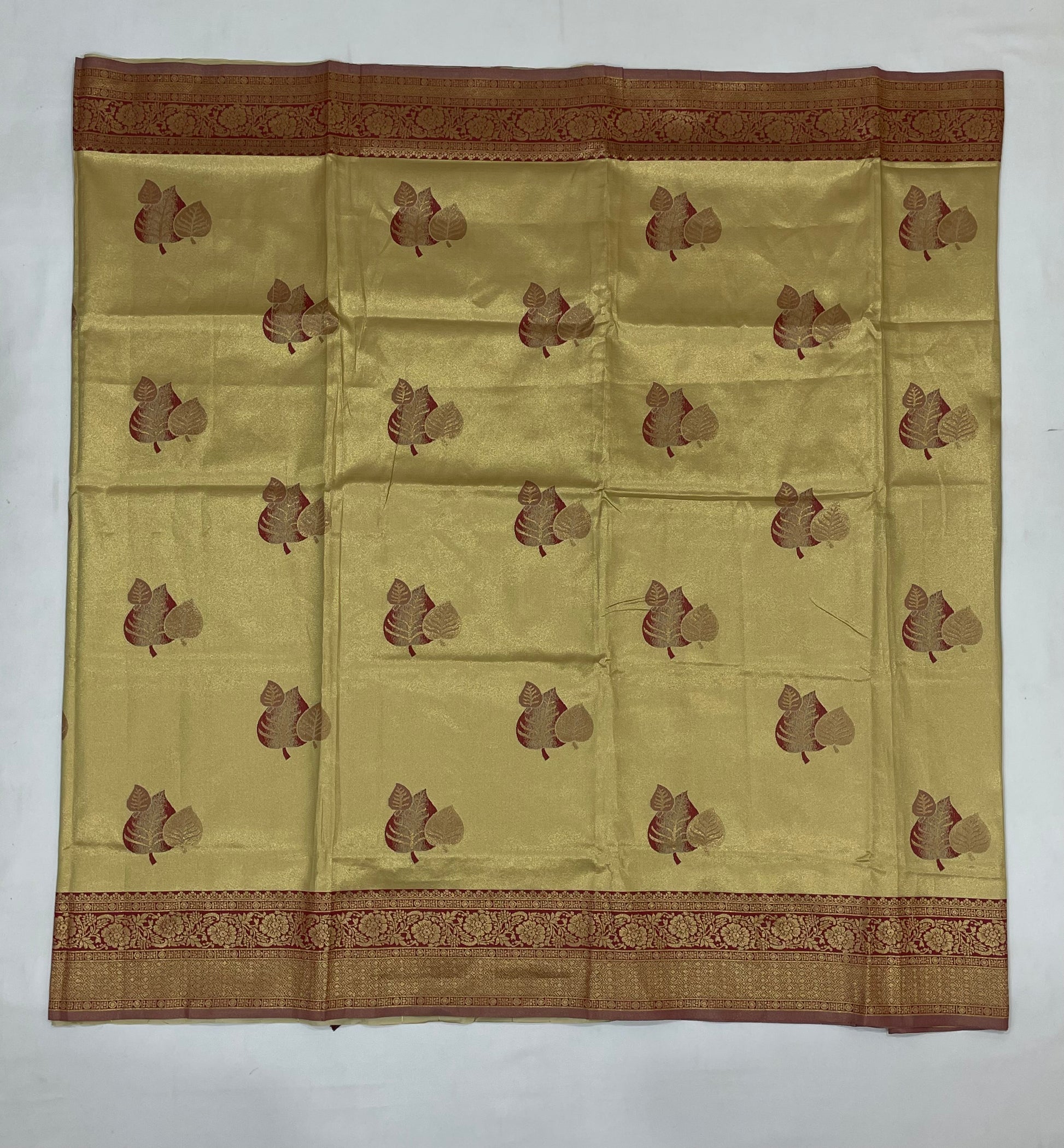 Gold Color Tissue Silk Saree With Designer Blouse In Surprise