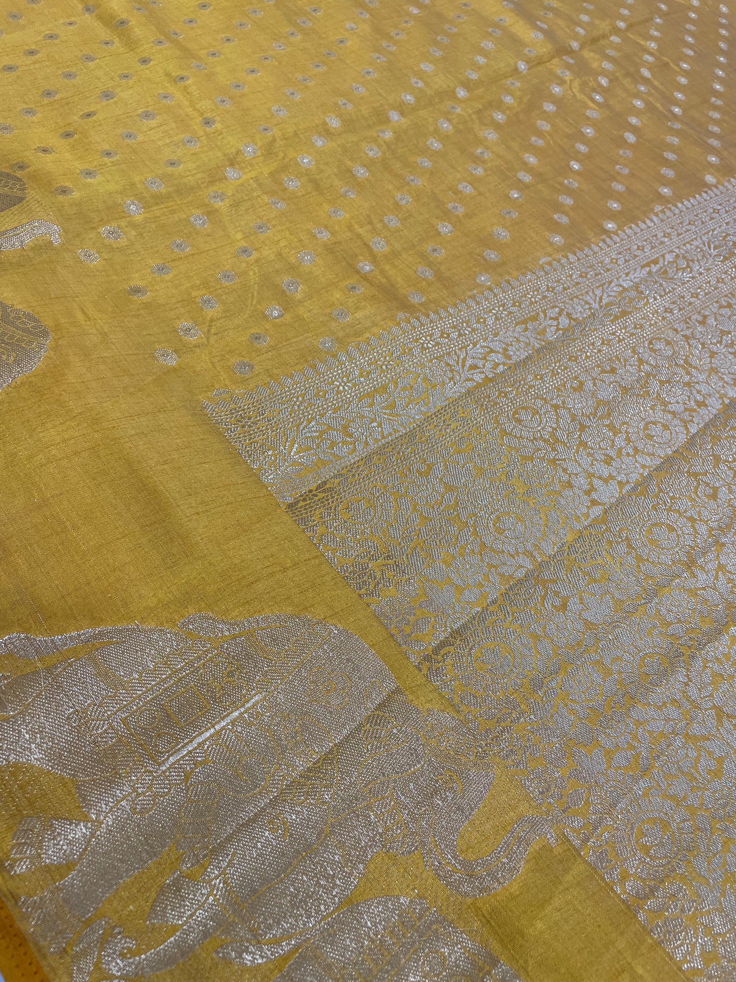 Yellow Color Silk Saree With Zari Work In  Mesa
