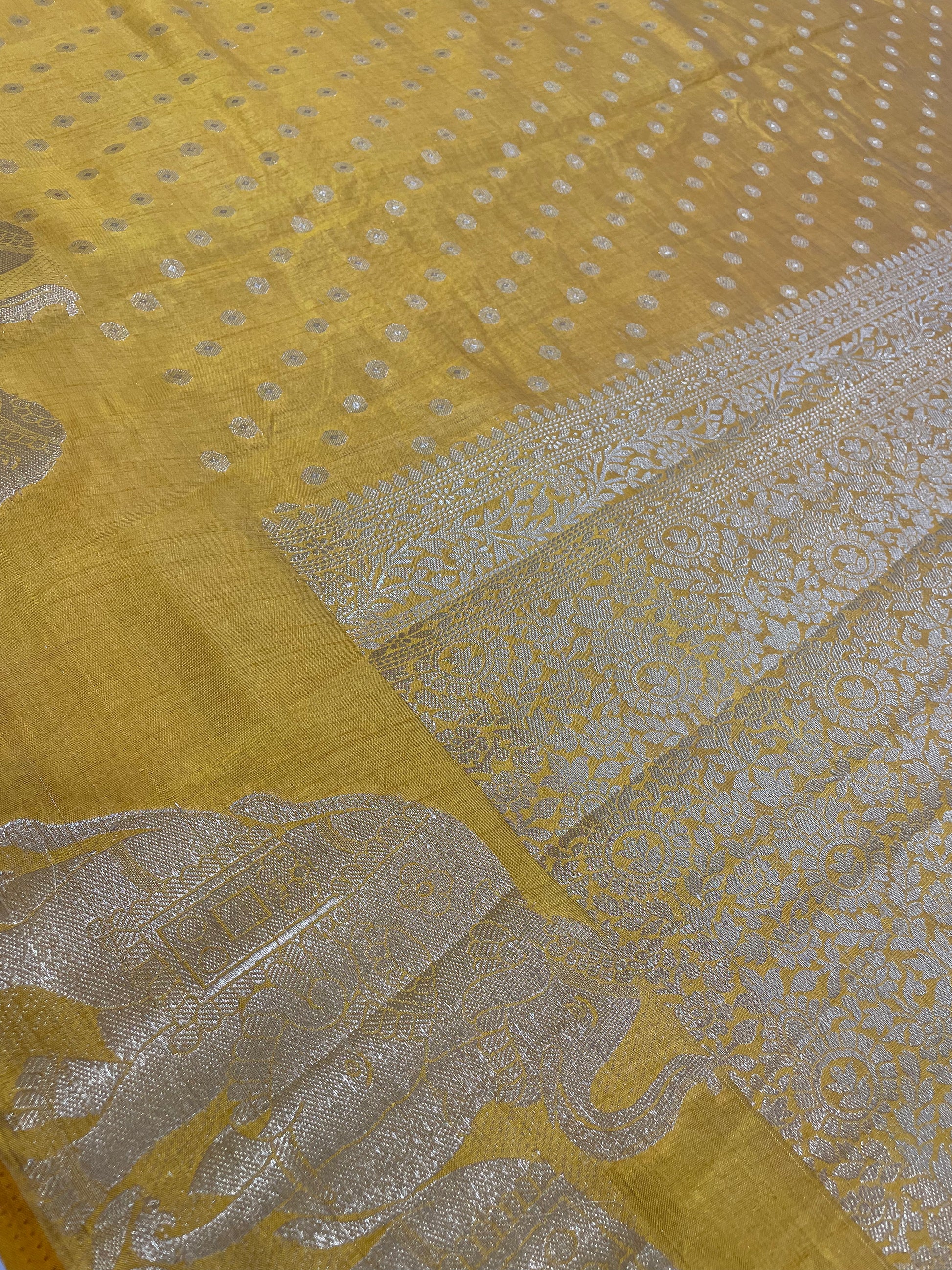 Yellow Color Silk Saree With Zari Work In  Mesa