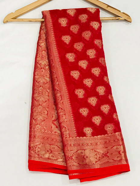 Designer Georgette Saree With Butta Motifs And Rich Pallu in Sun City