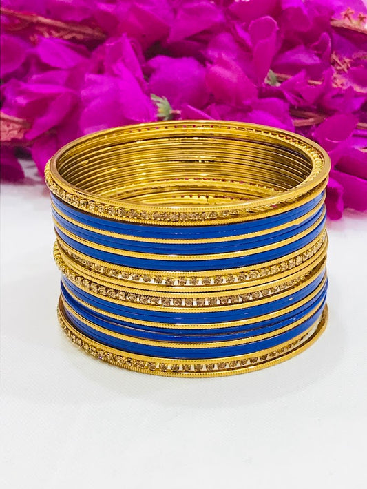 Amazing Blue Color Party Wear Smooth Finishing Bangles For Women