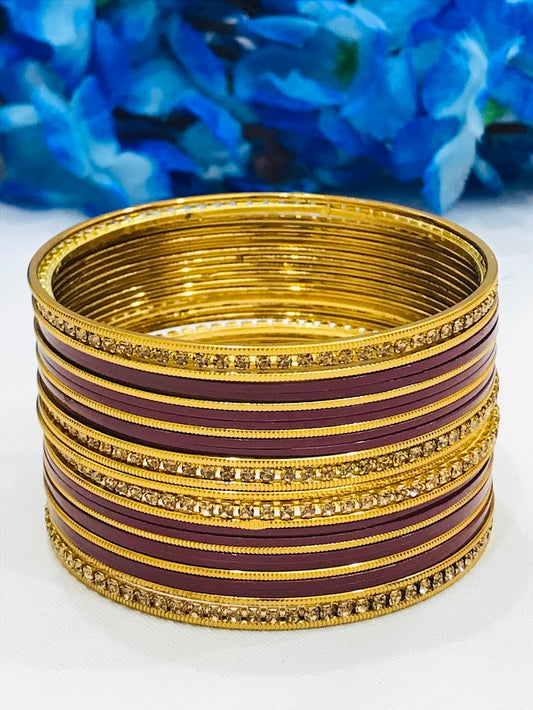 Gorgeous Maroon Color Party Wear Metal Bangles For Women