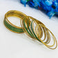 Green Color Party Wear Stone Design Metal Bangles In Flagstaff