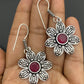 Beautiful Red Color Stone With Oxidized Earrings For Womens