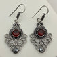 Elegant Red And White Stone Designer Silver Plated Oxidized Hook Earrings