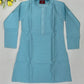 Sky Blue Color Cotton Embroidery Work Kurta Set In Suncity