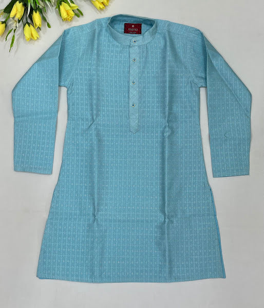 Sky Blue Color Cotton Embroidery Work Kurta Set In Suncity