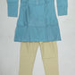Beautiful Sky Blue Color Cotton Embroidery Work Kurta With Pajama Set For Boys