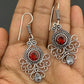 Red And White Stone Designer Silver Plated Oxidized Hook Earrings Near Me