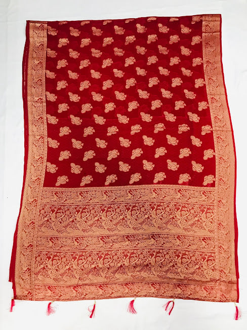 Attractive Red Color Designer Georgette Saree In USA