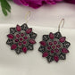 Appealing Pink Color Rounded Floral Designer Oxidized Earrings For Women In USA