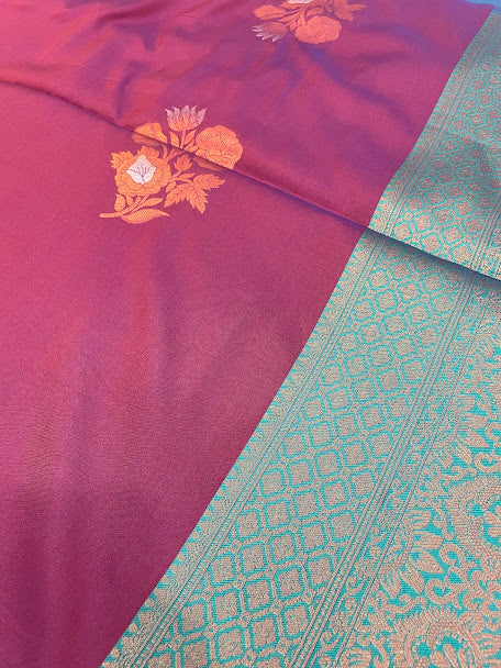 Purple Color Soft Silk Saree With Zari Work In Suncity
