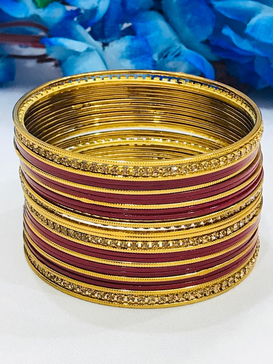 Stunning Red Color Smooth Finishing Metal Bangles For Women