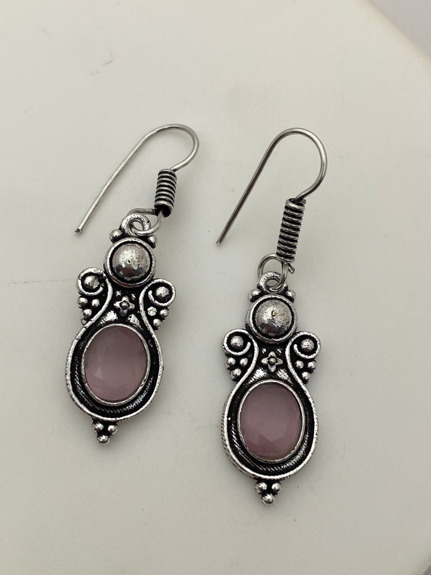 German Silver Plated Oxidized Earrings in Cottonwood