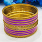 Exquisite Purple Color Party Wear Stone Designed Metal Bangles For Women