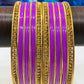 Exquisite Purple Color Party Wear Stone Designed Metal Bangles For Women