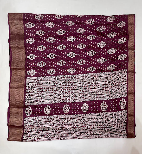 Alluring Maroon Color With Printed Work Chiffon Silk Saree For Women In USA