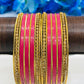  Pink Color Stone Designed Party Wear Metal Bangles  In Chandler