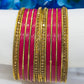 Dark Pink Color Stone Designed Party Wear Metal Bangles  Near Me