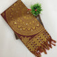 Maroon Color Silk Shawl With Golden Zari Work (Ponnadai) Near Me