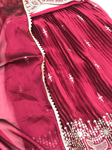 Maroon Colored Sequins Work Lehenga Choli In Douglas