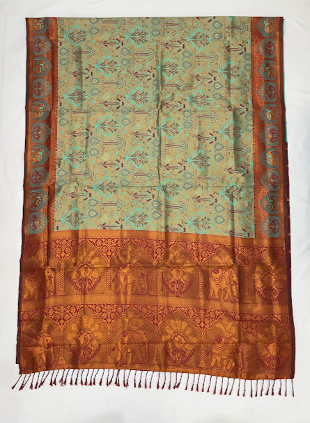 Gorgeous Rama Green Color Silk Saree In USA