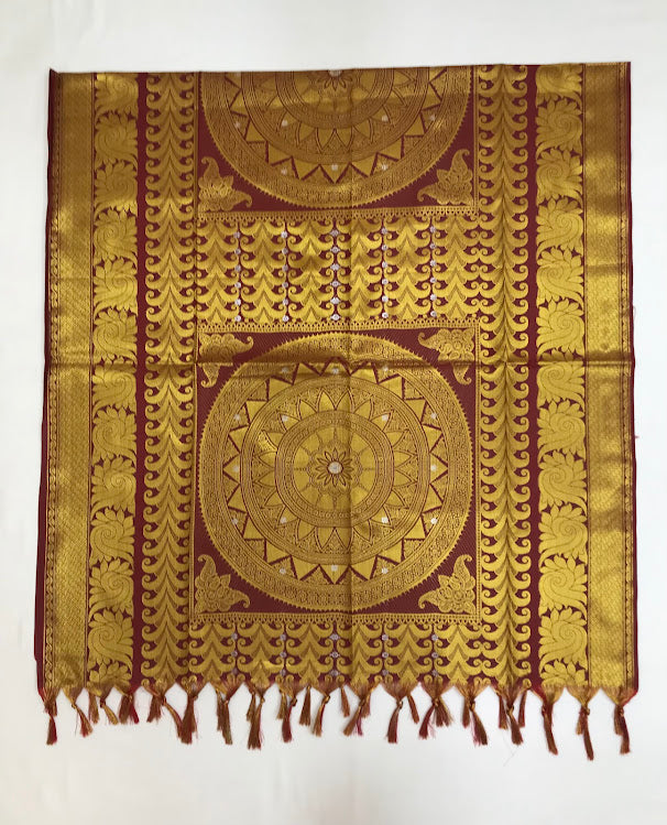 Maroon Color Silk Shawl With Golden Zari Work (Ponnadai) In USA