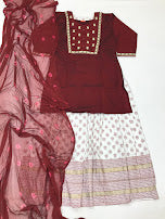 Impressive Maroon Colored Embroidery Work Choli Sets For Girls