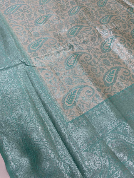 Sky Blue Color Tissue Silk Saree In Tempe