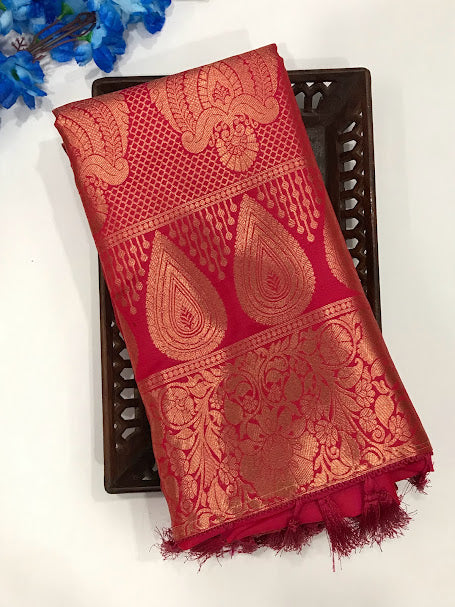 Stunning Pink color Soft Silk Saree And Rich Pallu With Fancy Tassels For Women In Tucson
