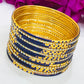 Enchanting Blue Color Stone Designed Metal Bangles For Women