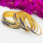 Enchanting Blue Color Stone Designed Metal Bangles For Women