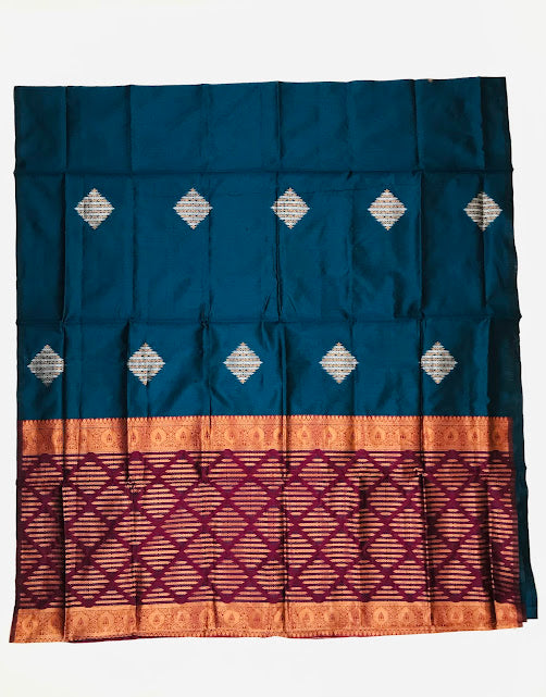 Amazing Teal Blue Color Soft Silk Saree With Fancy Pallu For Women