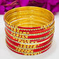 Splendid Red Color Party Wear Smooth Finishing Metal Bangles For Women