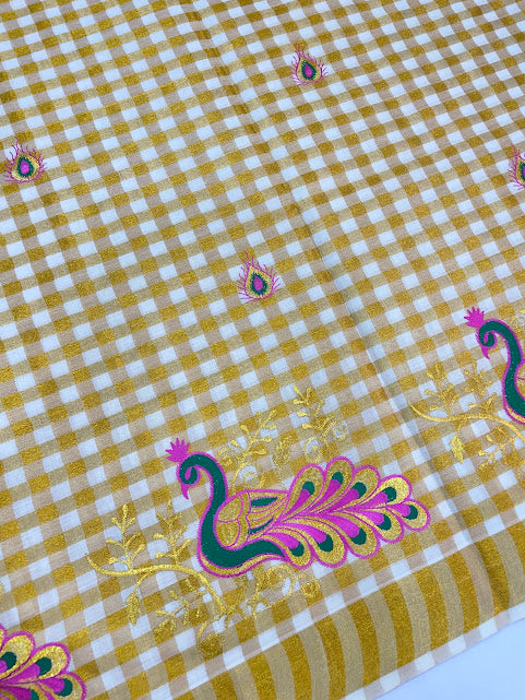 Kerala Cotton Peacock Embroidery Work In Suncity