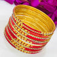 Splendid Red Color Party Wear Smooth Finishing Metal Bangles For Women