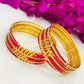 Splendid Red Color Party Wear Smooth Finishing Metal Bangles For Women