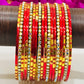 Splendid Red Color Party Wear Smooth Finishing Metal Bangles For Women