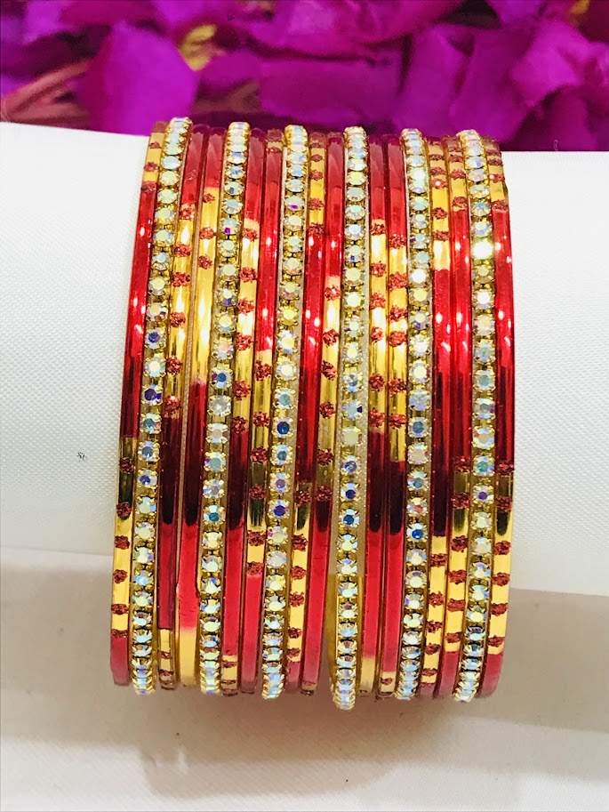 Red Color Party Wear Smooth Finishing Metal Bangles Near Me