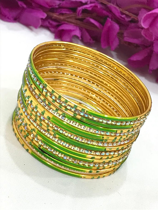 Captivating Light Green Color Smooth Finishing Metal Bangles For Women