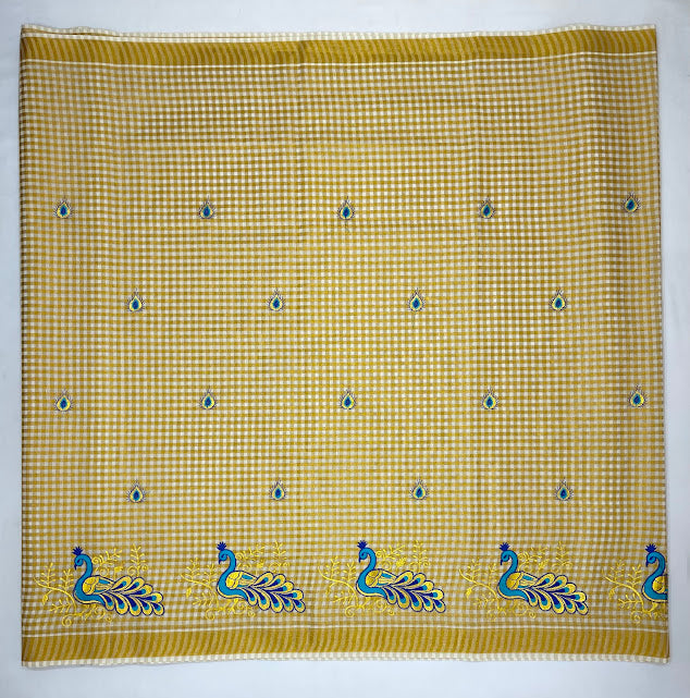 Wonderful Kerala Cotton Peacock Embroidery Work In Yuma