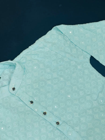 Sky Blue Color Kurta With Pajama Set In Tempe