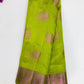 Attractive Green Colored Silk Cotton Saree With Floral Design For Women