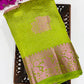 Attractive Green Colored Raw Silk Saree With Floral Design For Women Near e