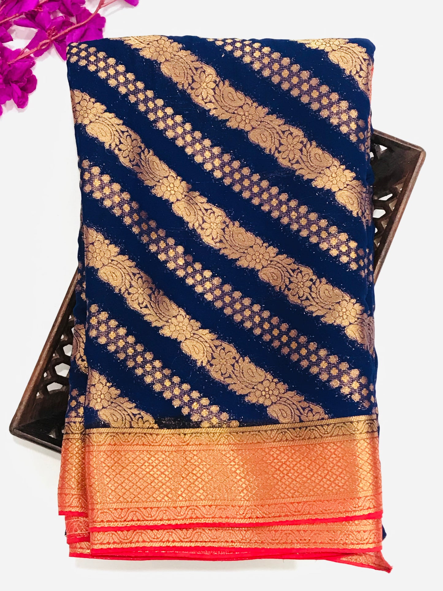 Pretty Blue Color Designer Georgette Saree Near Me