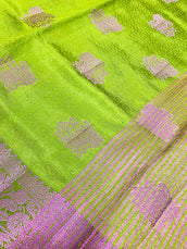 Appealing Green Colored Silk Cotton With Floral Design In Kingman