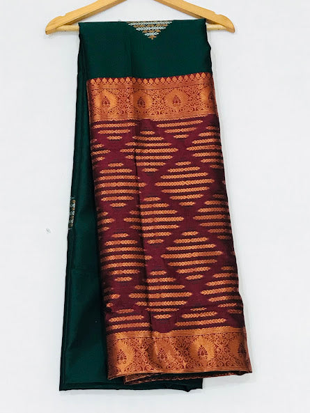 Alluring Soft Silk Saree With Fancy Pallu In Tempe