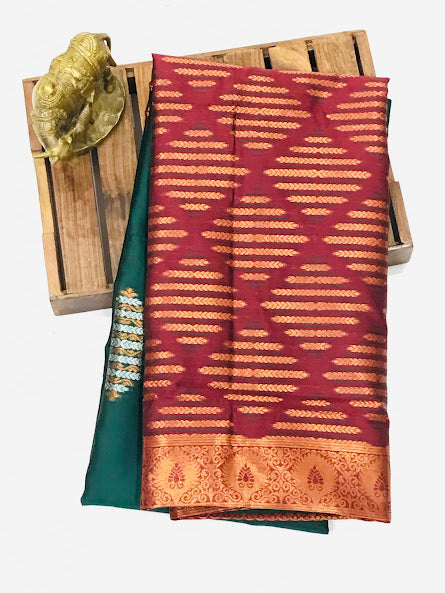  Charming Green Colored Soft Silk Saree With Fancy Pallu In USA