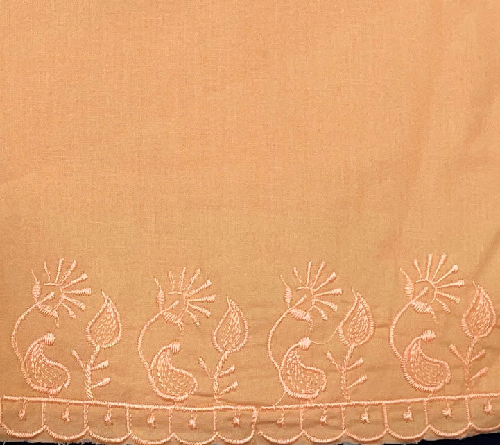 Charming Peach Colored Petticoat With Thread Work For Women