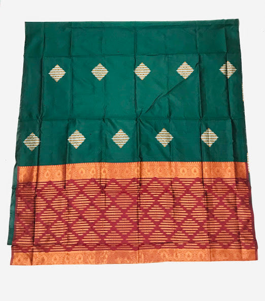 Lovely Green Colored Soft Silk Saree With Fancy Pallu In Mesa